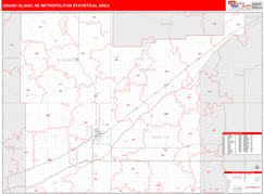 Grand Island Metro Area Digital Map Red Line Style